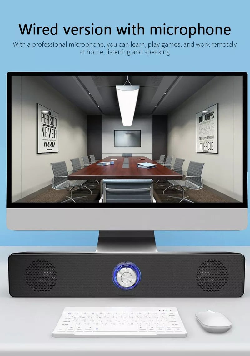 NEW USB Wired Bluetooth5.0 Speaker LED TV Sound Bar