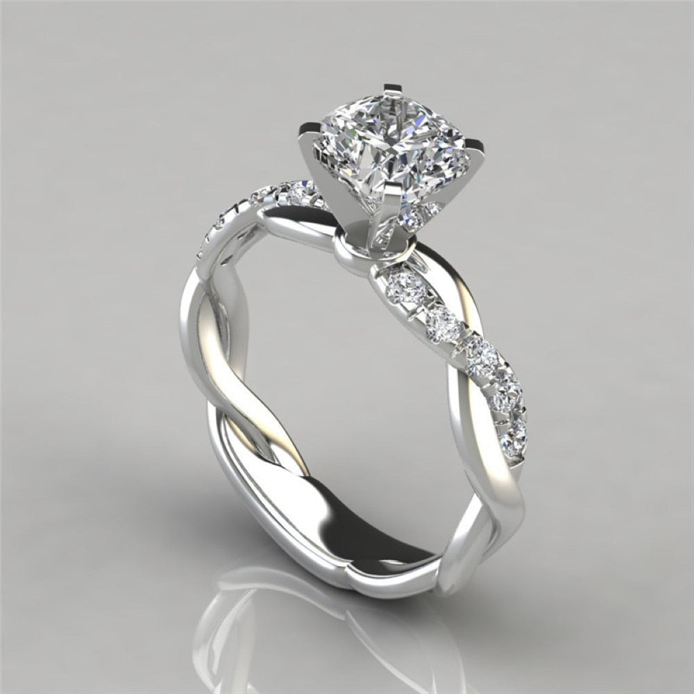 Crystal Engagement Claws Design Rings For Women