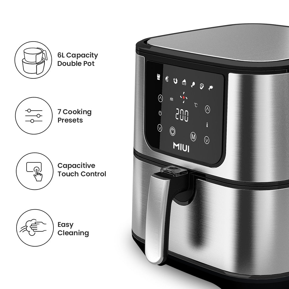 MIUI 6L Air Fryer 1600-1800W, No Oil Electric Fryer