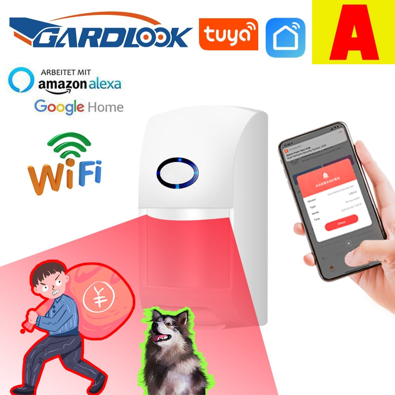WiFi Motion Sensor Alarm PIR Infrared Detector Pet Immune