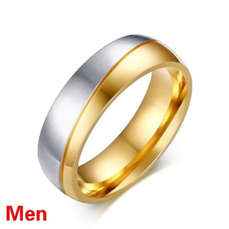 Classic Titanium Steel Mens and Women Wedding Engagement Couple Rings