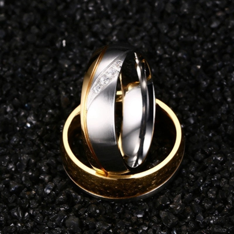 Classic Titanium Steel Mens and Women Wedding Engagement Couple Rings