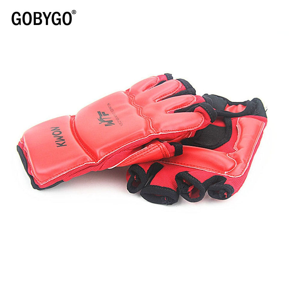 GOBYGO Half Finger Boxing Gloves PU Leather MMA Fighting Kick Boxing Gloves Karate Muay Thai Training Workout Gloves Kids Men