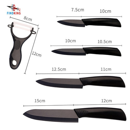 FINDKING Zirconia Ceramic Knife set  black blade  3 4 5 6 inch + Peeler + covers ceramic knife set