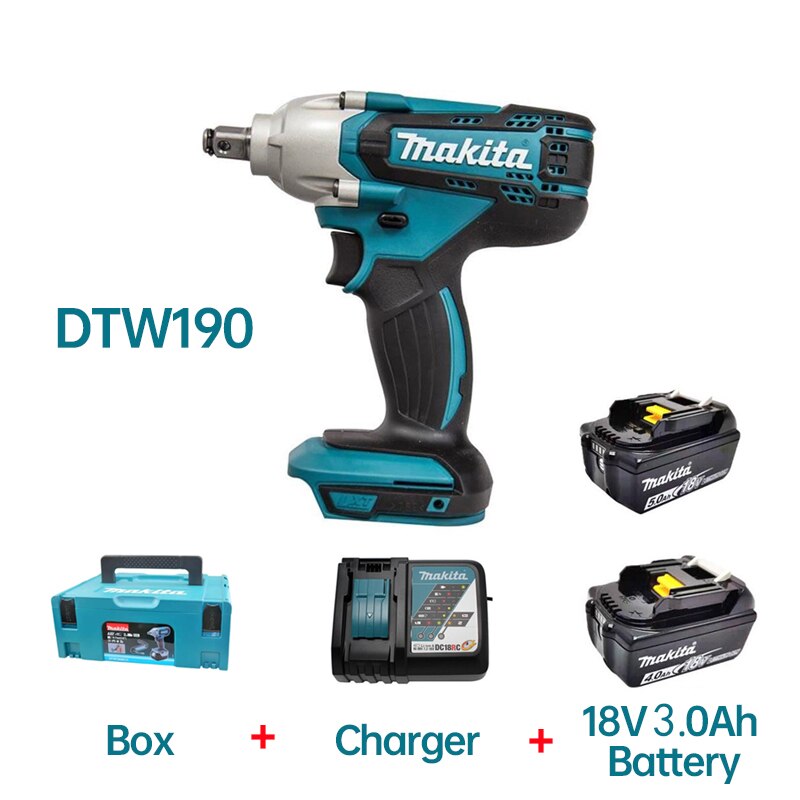 Makita DTW190 Lithium Battery Brushless Electric Wrench 18V Impact Wrench190 N·m Torque 1/2 Inch  Auto Repair Socket Screwdriver