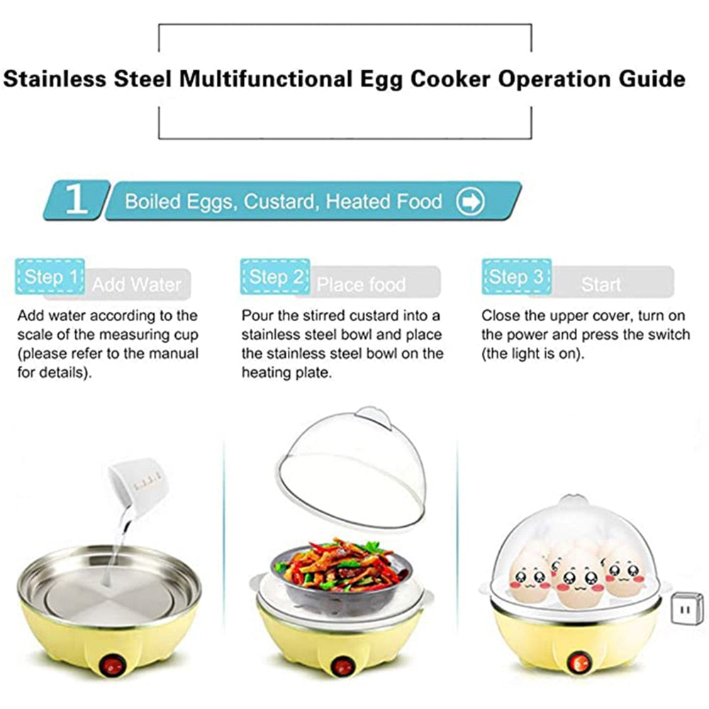 7 Eggs Boiler Steamer Multi Function Rapid Electric Egg Cooker Auto-Off