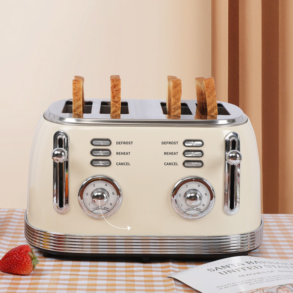 Toaster With 4 Slices Slot Automatic Warm Multifunctional