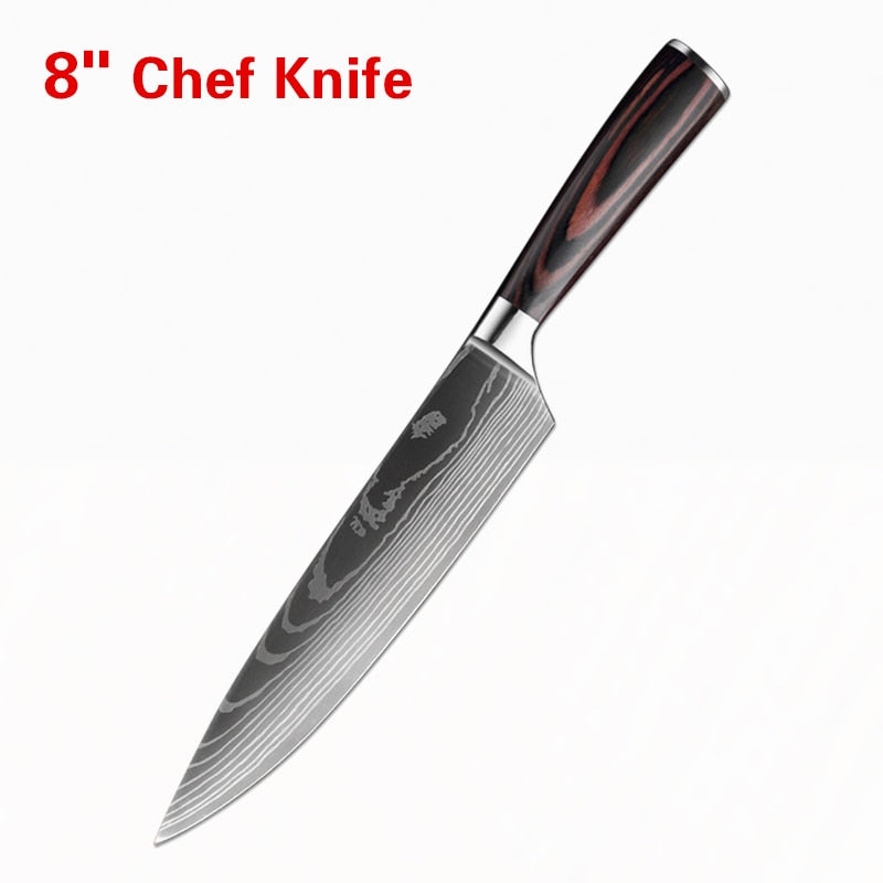 Chef knife 1-10 Pcs Set Santoku Damascu