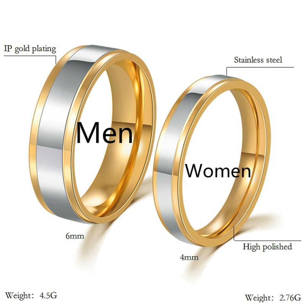 Simple Titanium Steel Couple Rings Wedding Engagement Rings