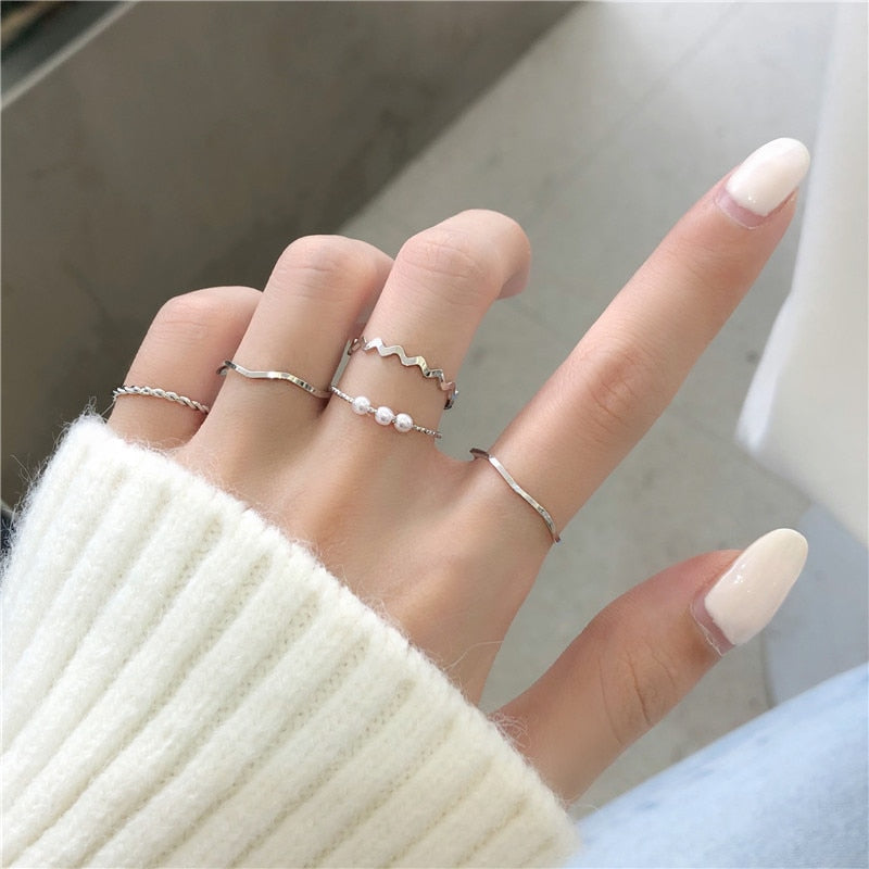 Trendy Butterfly Metal Punk Rings Set for Women Girls