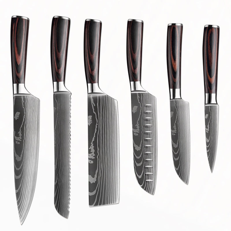 Chef knife 1-10 Pcs Set Santoku Damascu