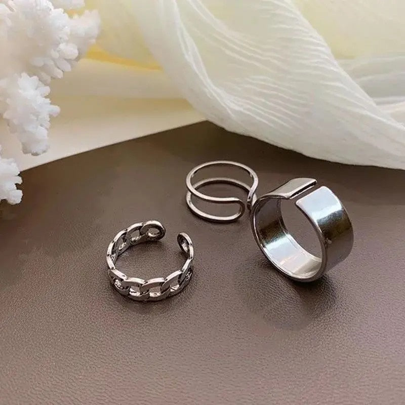 Trendy Butterfly Metal Punk Rings Set for Women Girls