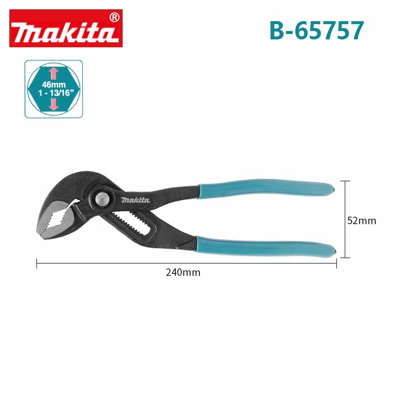 Makita B-65741 B-65763 Water Pipe Wrench Quick Wrench Multi-function Debuggable Active Plier Industrial Grade Water Pump Pliers