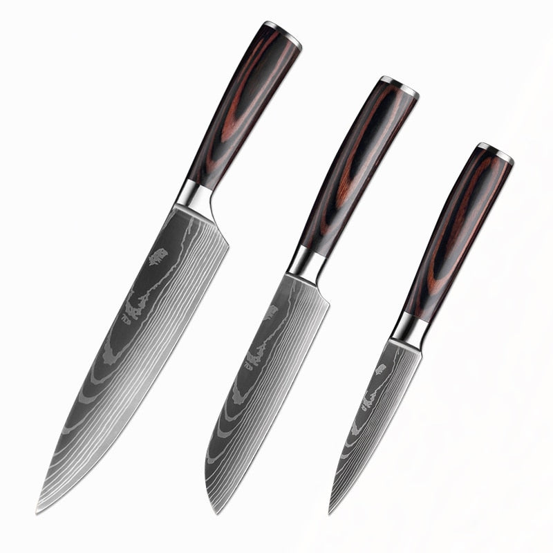 Chef knife 1-10 Pcs Set Santoku Damascu