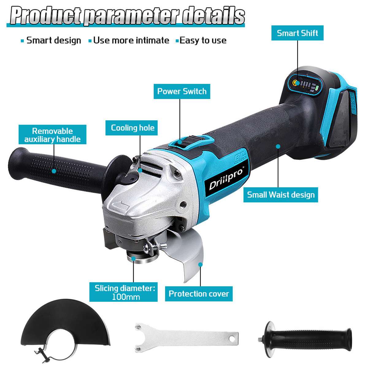 Brushless Cordless Impact Angle Grinder Variable Speed