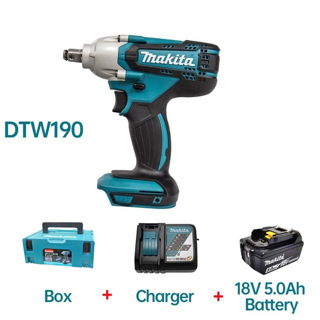 Makita DTW190 Lithium Battery Brushless Electric Wrench 18V Impact Wrench190 N·m Torque 1/2 Inch  Auto Repair Socket Screwdriver