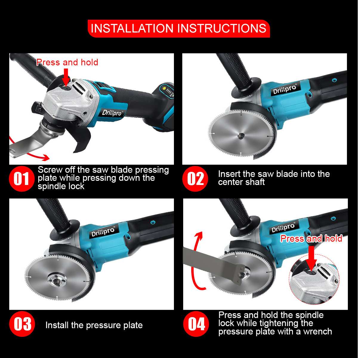 Brushless Cordless Impact Angle Grinder Variable Speed