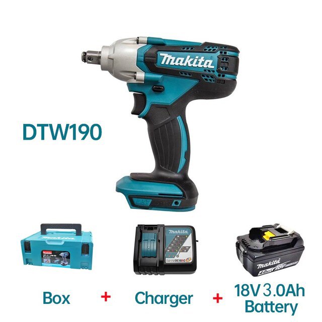 Makita DTW190 Lithium Battery Brushless Electric Wrench 18V Impact Wrench190 N·m Torque 1/2 Inch  Auto Repair Socket Screwdriver