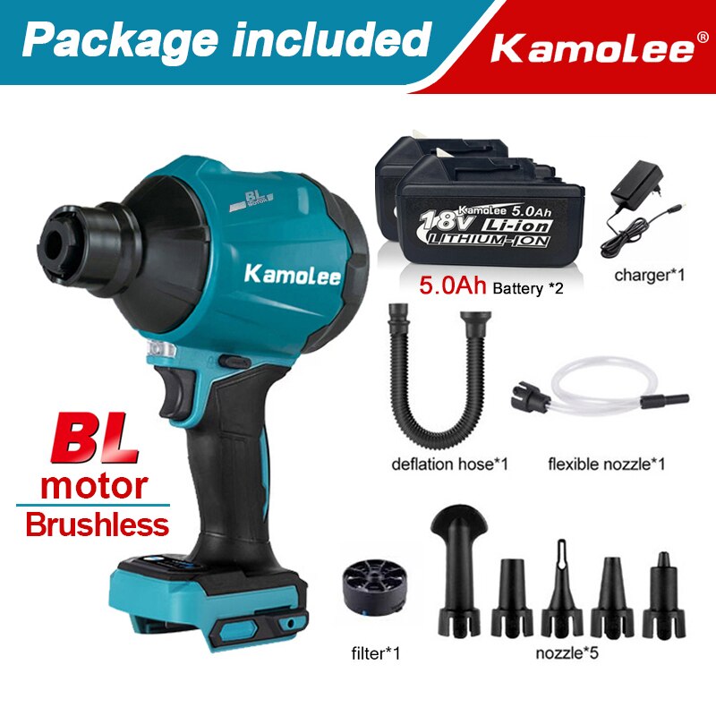 Kamolee Cordless Brushless Electric Air Blower Set DUB185 2 In 1 20000rpm  Compatible Suitable for Makita 18V Battery