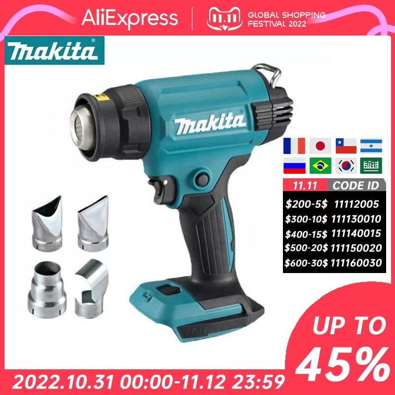 Makita DHG181 Cordless Heat Gun Rechargeable 18V LXT Lithium High Power Welding Thermal Blower Shrink Wrapping Tools Hot Air Gun