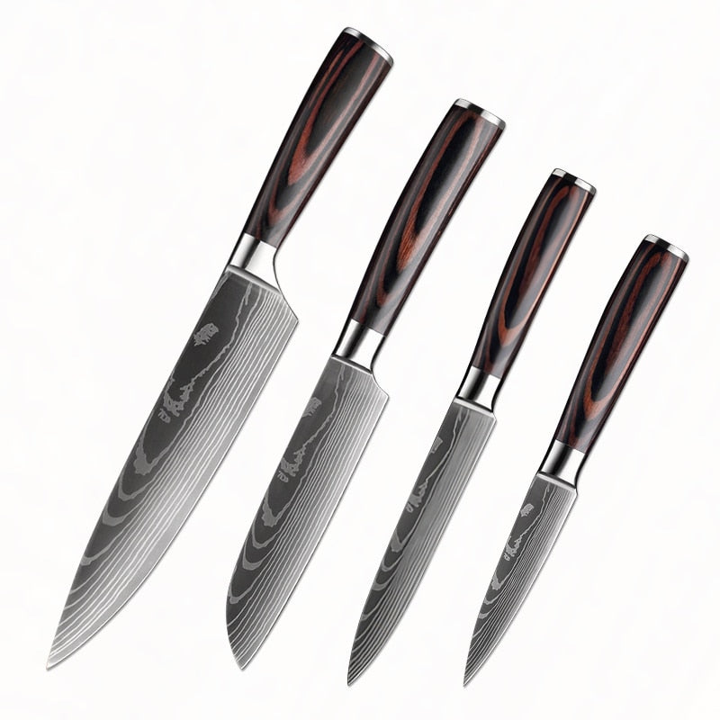 Chef knife 1-10 Pcs Set Santoku Damascu