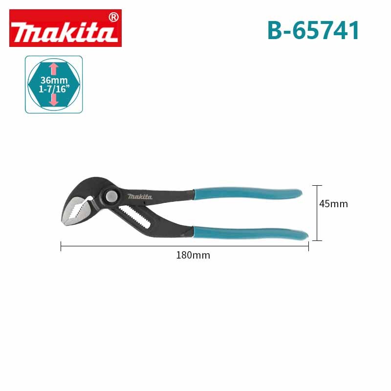 Makita B-65741 B-65763 Water Pipe Wrench Quick Wrench Multi-function Debuggable Active Plier Industrial Grade Water Pump Pliers