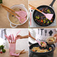 1PC Silicone Wood Soup Spoon Spatula Brush Scrapers