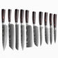 Chef knife 1-10 Pcs Set Santoku Damascu