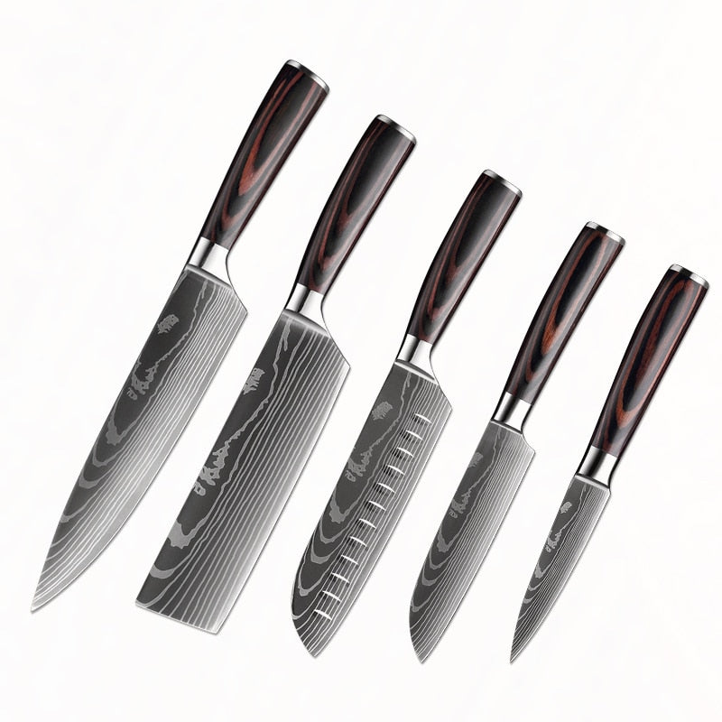 Chef knife 1-10 Pcs Set Santoku Damascu