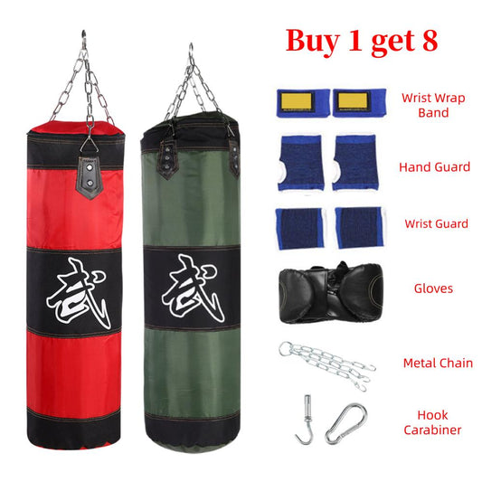 60cm 80cm 100cm 120cm Empty Boxing Sand Bag Hanging Kick Sandbag Boxing Training Fight Karate Sandbag With Gloves Wrist Guard