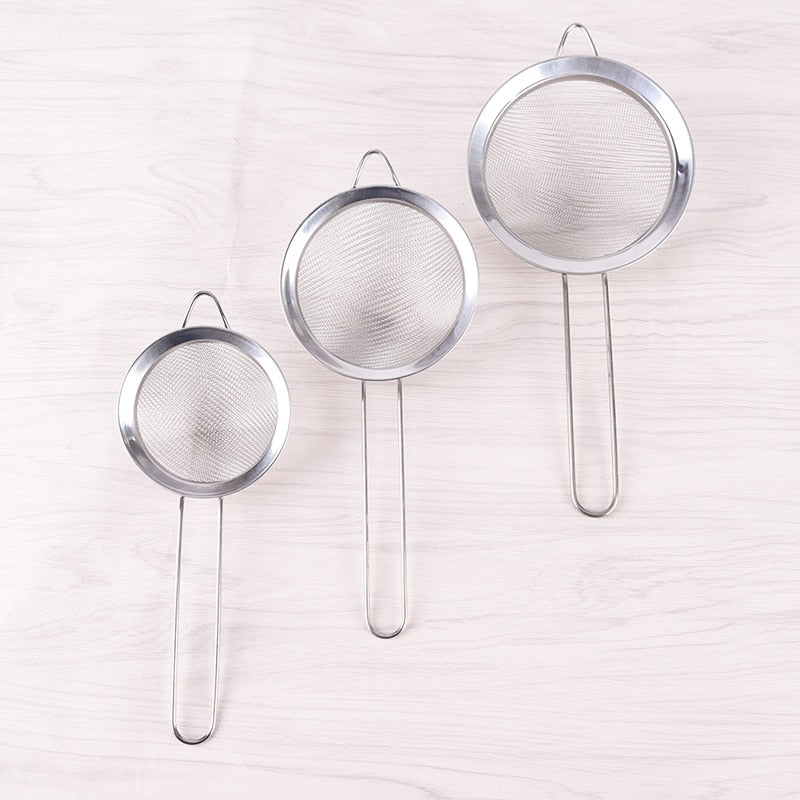 New 7/8/10/12/14/16/18/20/22cm Kitchen Stainless Steel  Optional Flour Tea Strainer Mesh Colander Sieve Filter Sifter