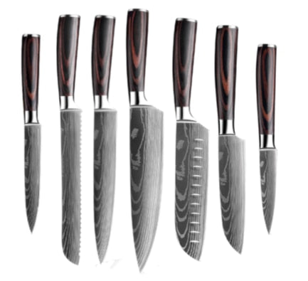 Chef knife 1-10 Pcs Set Santoku Damascu